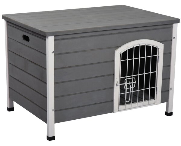Cuccia per Cani Impermeabile da Esterno 80x55x53.5 cm in Legno Grigio