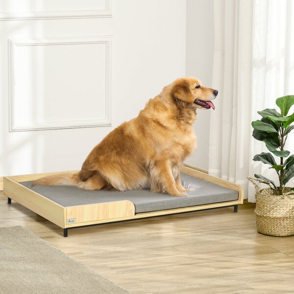 Cuccia per Cani e Gatti 110x70x15,5 cm in Legno e Acciaio Rovere e Grigio