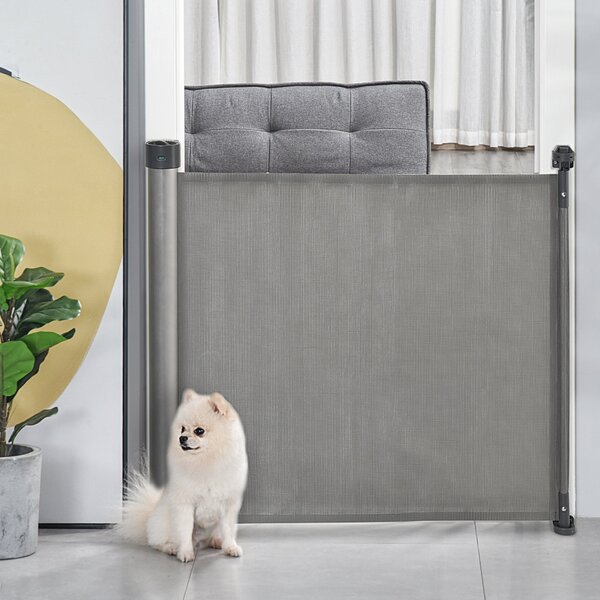 Barriera di Sicurezza per Cani Estensibile fino 140 cm per Porte e Scale Grigio