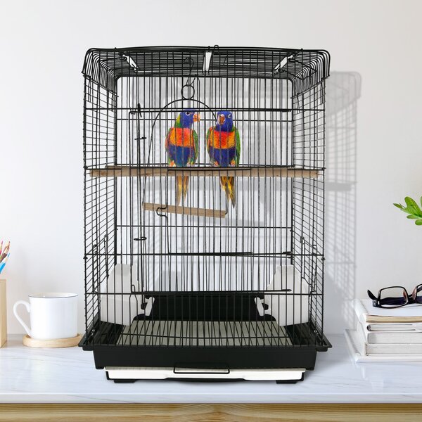 Voliera per Uccelli in Metallo Nero 41.5x29.5x56.5 cm
