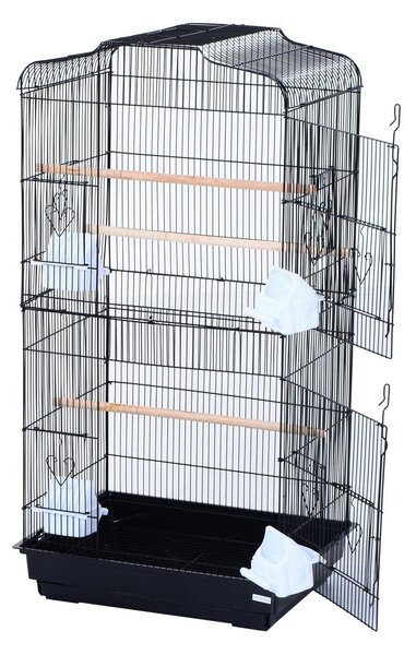 Voliera per Uccelli in Ferro con Vassoio nero 47.5x36x91 cm