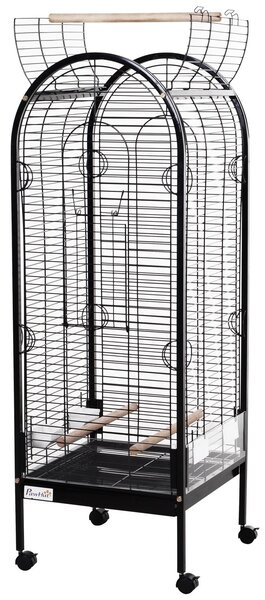 Gabbia per Uccelli in Metallo 54x54x151 cm con Trespoli Nera
