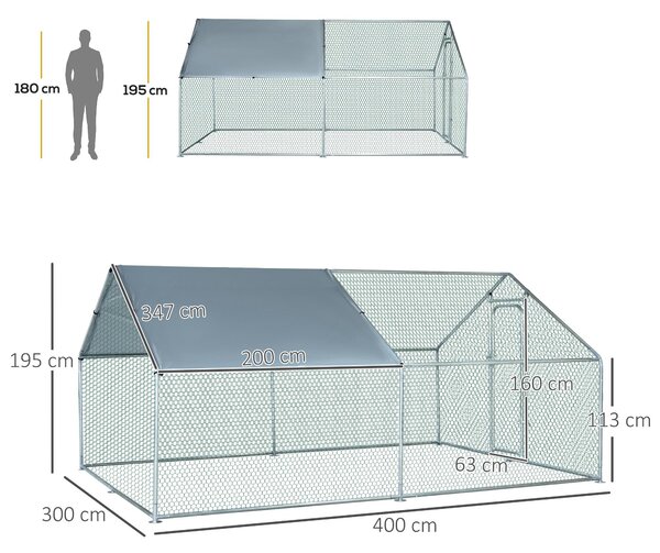 Gabbia Box da Esterno Zincato per Animali 3x4x1,95 m
