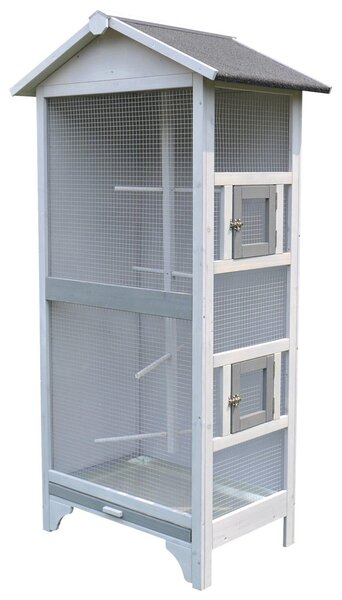 Voliera Gabbia per Uccelli 80,5x57x158,5 cm in Legno Grigio