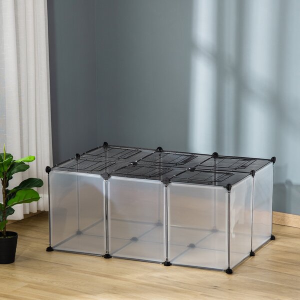 Recinto per Criceti e Conigli Modulabile 105x70x45 cm in Resina e Acciaio Nero