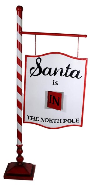 Insegna Santa Claus in Metallo 60x154x27cm Decorazione Gingerbread