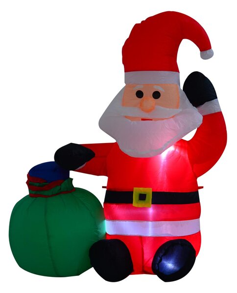 Babbo Natale Gonfiabile luminoso a LED in Poliestere con Ventilatore 70x45x120 cm