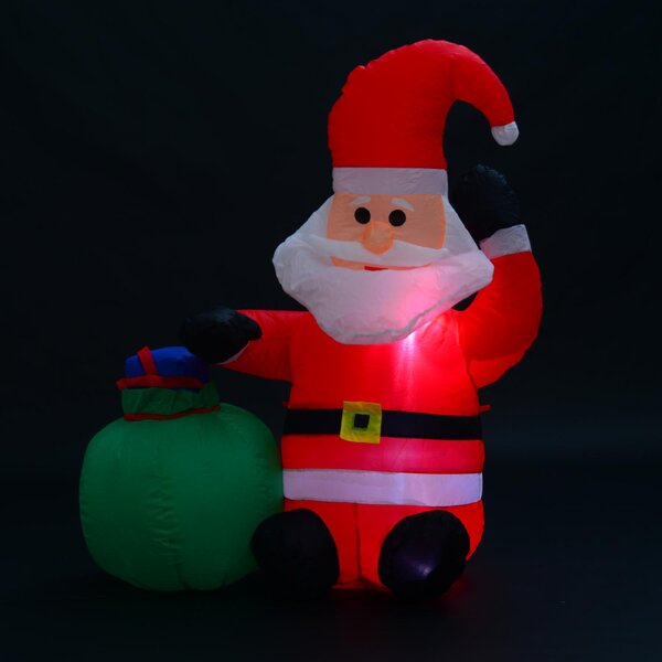 Babbo Natale Gonfiabile luminoso a LED in Poliestere con Ventilatore 70x45x120 cm