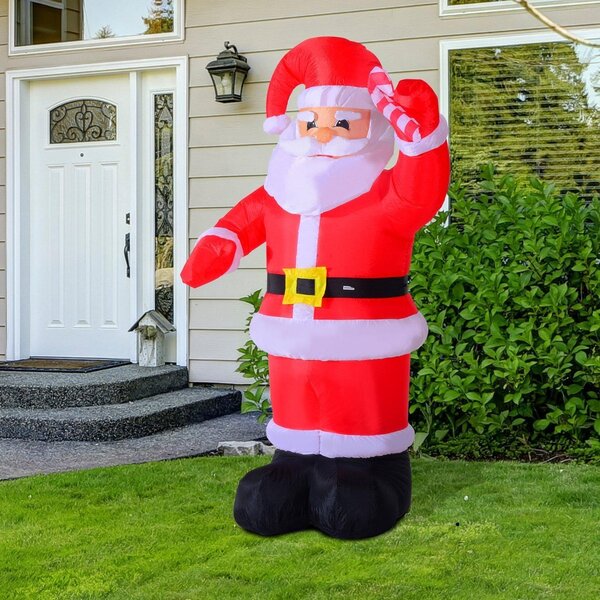 Babbo Natale Gonfiabile Decorazione Natalizia per Interni ed Esterni con 8 Luci LED 160x90x240 cm