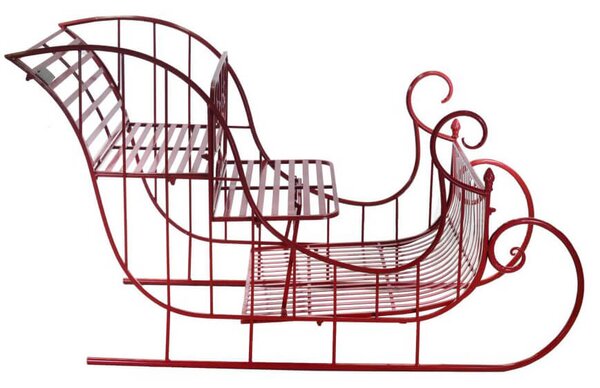 Slitta di Babbo Natale 167x96x83 cm in Metallo Rossa