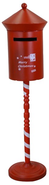 Cassetta posta di Babbo Natale Natalizia Tonda H110 cm in Ferro Rossa