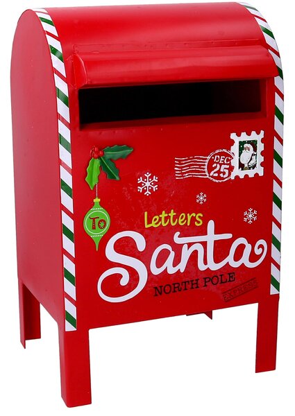 Buca delle Lettere di Babbo Natale 20,5x18,5x33,5 cm in Metallo Rossa