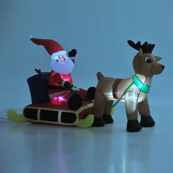Babbo Natale Gonfiabile con LED per Interni ed Esterni 152x72x122 cm