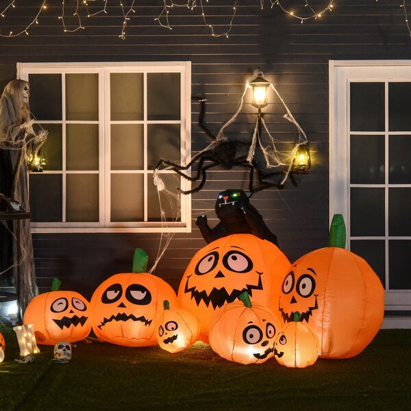 Zucche di Halloween Gonfiabili 240x80x120 cm con Luci a LED