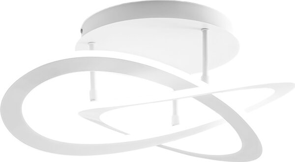 Plafoniera led moderna Yara 40W dimmerabile 4000K luce calda, design ad anelli in alluminio bianco 60x17cm, 1900lm, led integrato IP20