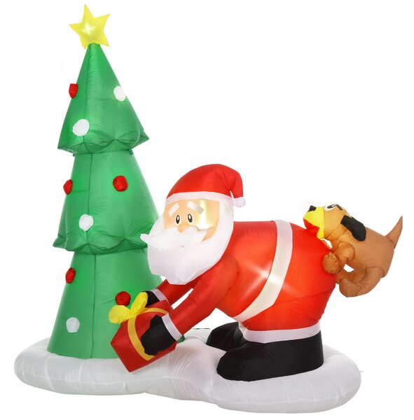 Babbo Natale con Albero Gonfiabile 190x100x210 cm con Luci a LED