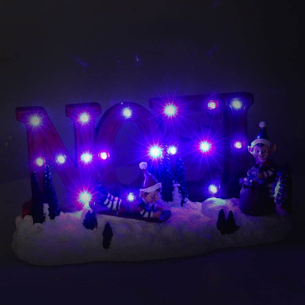 Scritta Noel con LED 35x8,5xh17 cm in Resina Rossa
