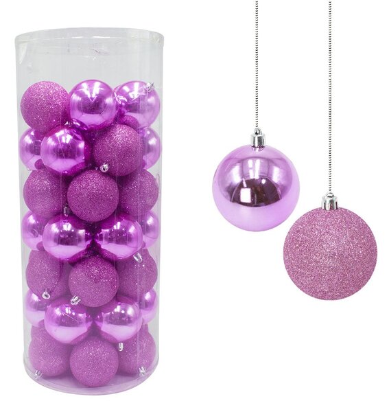 Set 48 Palline Decorative Ø 7 cm per Albero di Natale Rosa