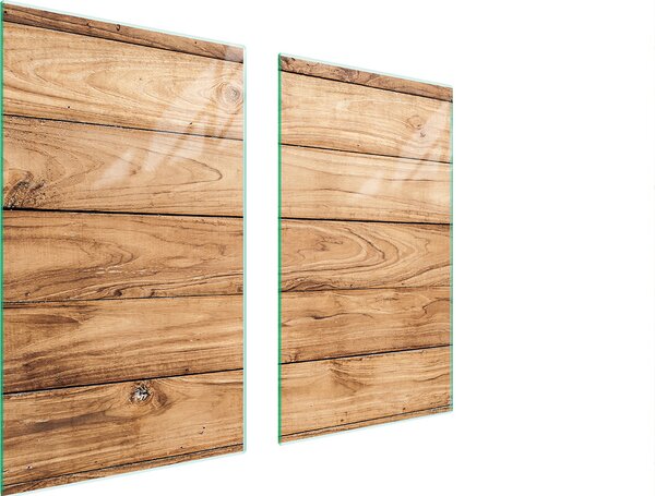 Piastre copri fornelli 2 pezzi 75x52 Copri piano cottura in Vetroceramica tagliere in vetro legno marrone