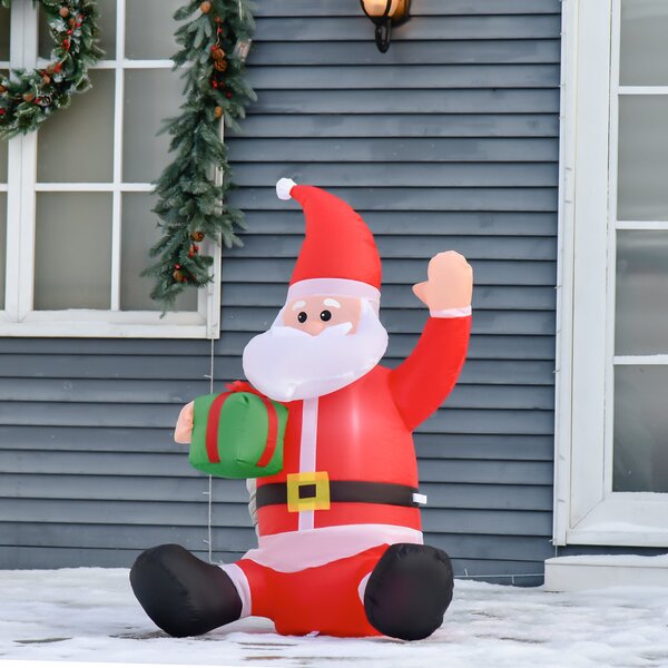 Babbo Natale Gonfiabile H120 cm Luminoso con LED Rosso