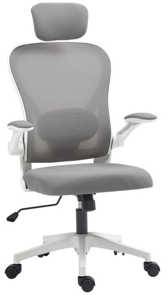 HOMCOM Sedia da ufficio Sedia da scrivania ergonomica con braccioli ribaltabili