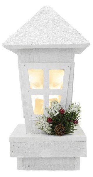 Lanterna di Natale in legno con glitter e illuminazione