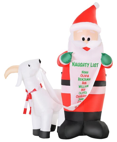Babbo Natale Gonfiabile H180 cm con Capretta Luci LED Multicolore