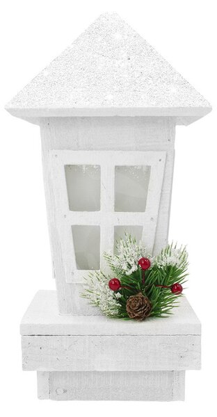 Lanterna di Natale in legno con glitter e illuminazione