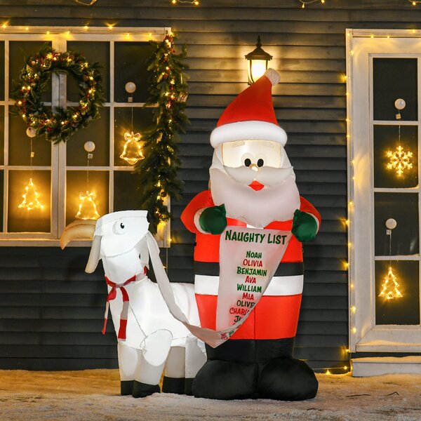 Babbo Natale Gonfiabile H180 cm con Capretta Luci LED Multicolore