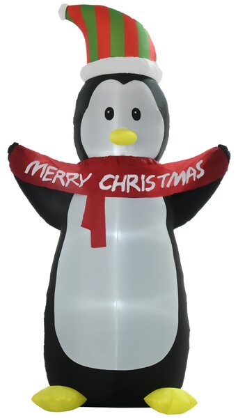 Pinguino Gonfiabile H243 con Luci LED Bianco e Nero