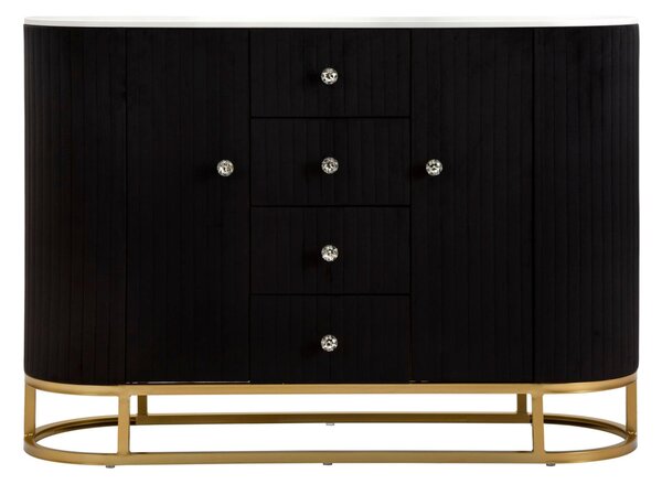 Mobile con i lati smussati con 2 ante e 4 cassetti, MONTPELLIER, Dimensioni 120x45xh 80 cm - Peso 34,8 kg La struttura in metallo dorato e tessuto imbottito