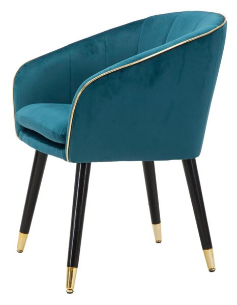 Poltrona in tessuto Ottanio imbottito con rifiniture dorate PARIS Dimensioni 51x59x h 79 cm - peso 5 kg gambe Metallo nero
