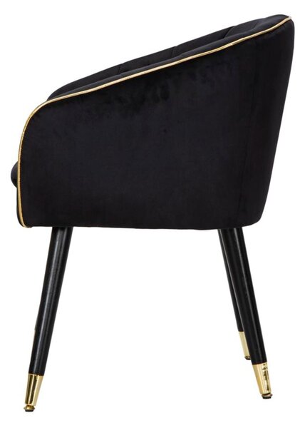 Poltrona in tessuto Nero imbottito con rifiniture dorate PARIS Dimensioni 51x59x h 79 cm - peso 5 kg gambe Metallo nero
