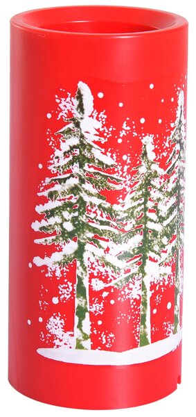 Candela di Natale LED con Proiettore 4 Effetti di Luce Rosso Ø7x15 cm
