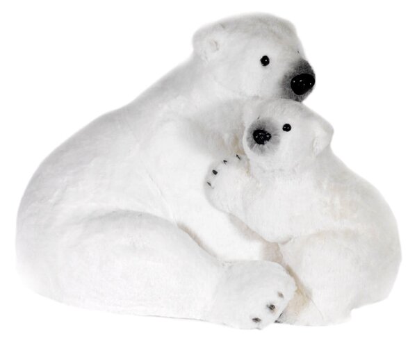 Mamma e Cucciolo Orso 55x42x45cm Decorazione Bianco