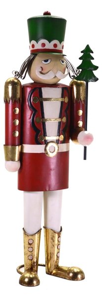 Soldatino Schiaccianoci in Metallo 47,5x135x33cm Decorazione Rosso