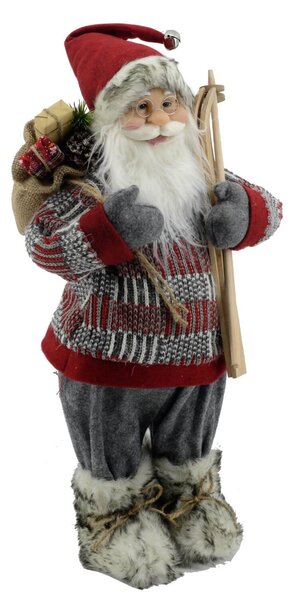 Pupazzo Babbo Natale 48x80x28cm Rosso e Grigio