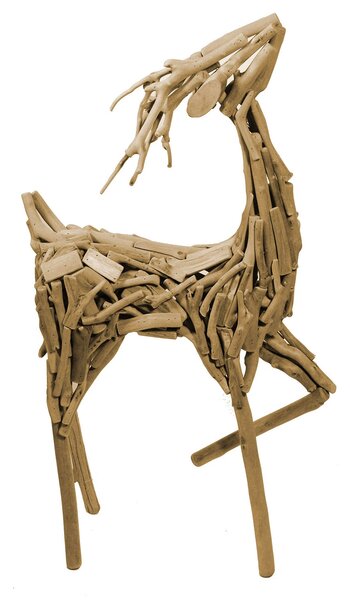 Renna in Legno 43,5x89,5x20cm Decorazione Naturale