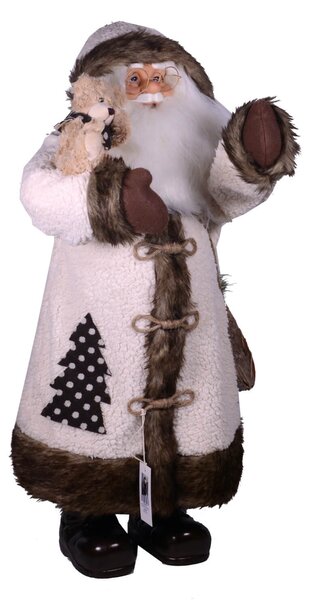 Pupazzo Babbo Natale con Orso 41x82x40cm Bianco e Marrone