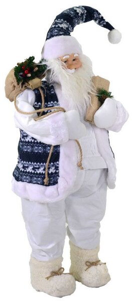 Pupazzo Babbo Natale H100 cm Bianco e Blu