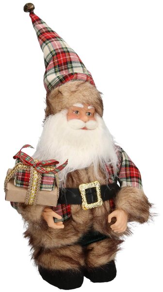 Pupazzo Babbo Natale H49 cm con Carillon e Movimento Scozzese