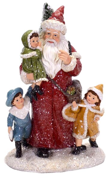 Babbo Natale in Resina H26 cm con Bambini