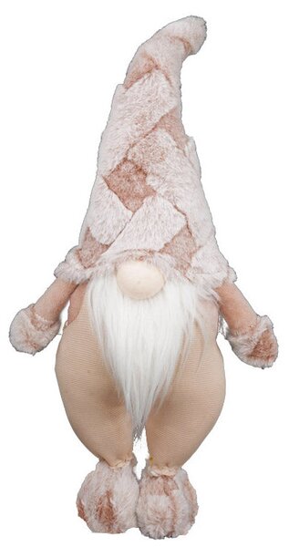 Gnomo di Babbo Natale H68 cm in Tessuto Rosa Antico