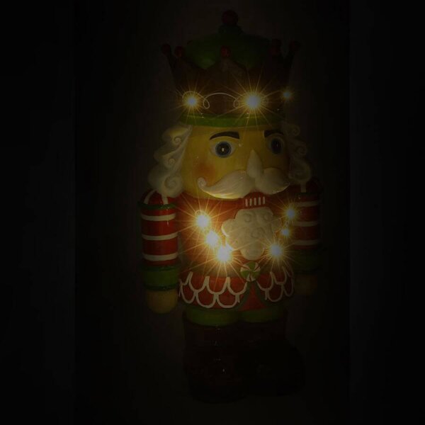 Soldatino Schiaccianoci in Resina 26x18xh48 cm con LED Decorazione Verde