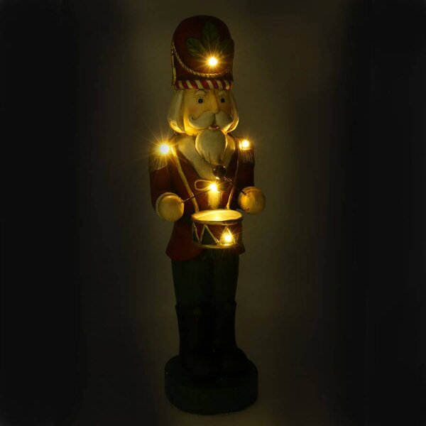 Soldatino Schiaccianoci in Resina 17x18xh62 cm con LED Decorazione Rosso