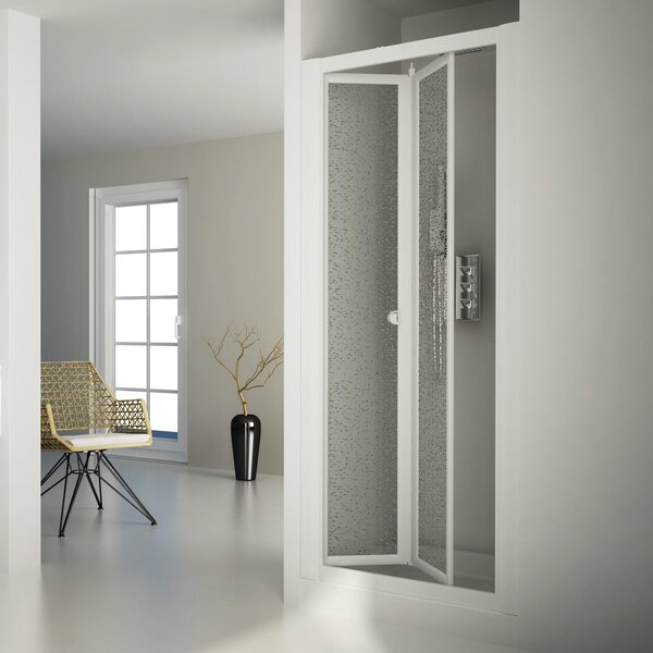 Porta Doccia 1 Anta Scorrevole a Libro in Acrilico H185 cm Dorini Bianco 74 cm