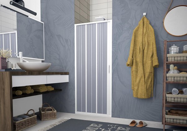 Porta Doccia 1 Anta a Soffietto in PVC H185 cm Dorini Bianco 80 cm