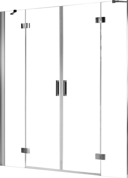Porta Doccia 2 Ante Battenti in Cristallo Trasparente 6mm H190 Fosterberg Herning 140 cm