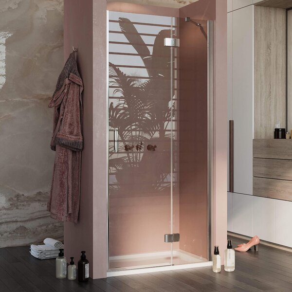 Porta Doccia 1 Anta Battente in Cristallo Trasparente 6mm H190 Fosterberg Herning 70 cm