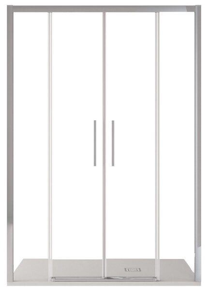 Porta Parete Doccia 2 Ante Scorrevoli in Cristallo Trasparente 6mm H195 Bonussi Vivian 140 cm